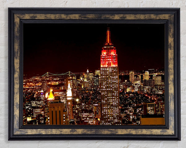 New York Empire State Red Top Framed Print