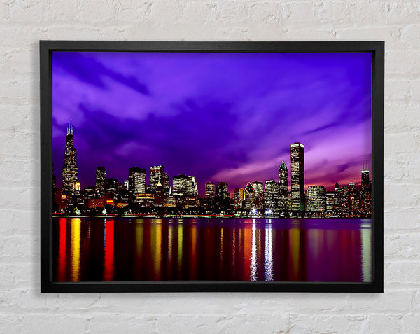 New York Harbour Purple Framed Print