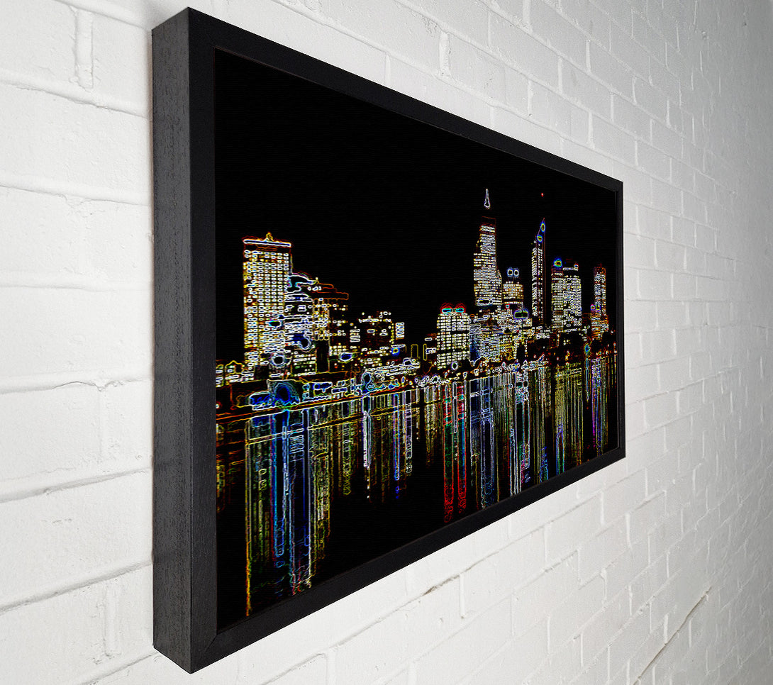  A Canvas Print of New York Harbour Reflections Black Canvas Print