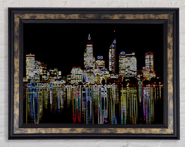 New York Harbour Reflections Black Framed Print