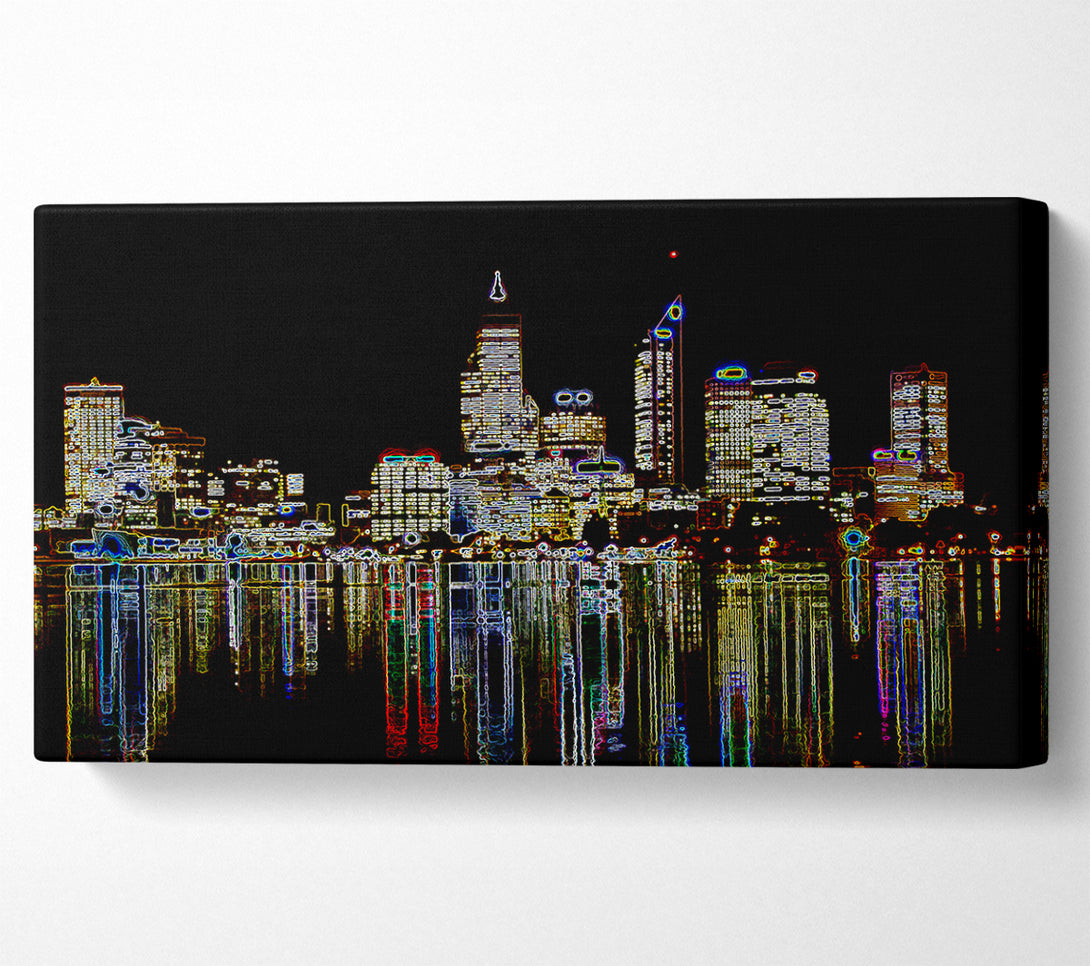  A Canvas Print of New York Harbour Reflections Black Canvas Print
