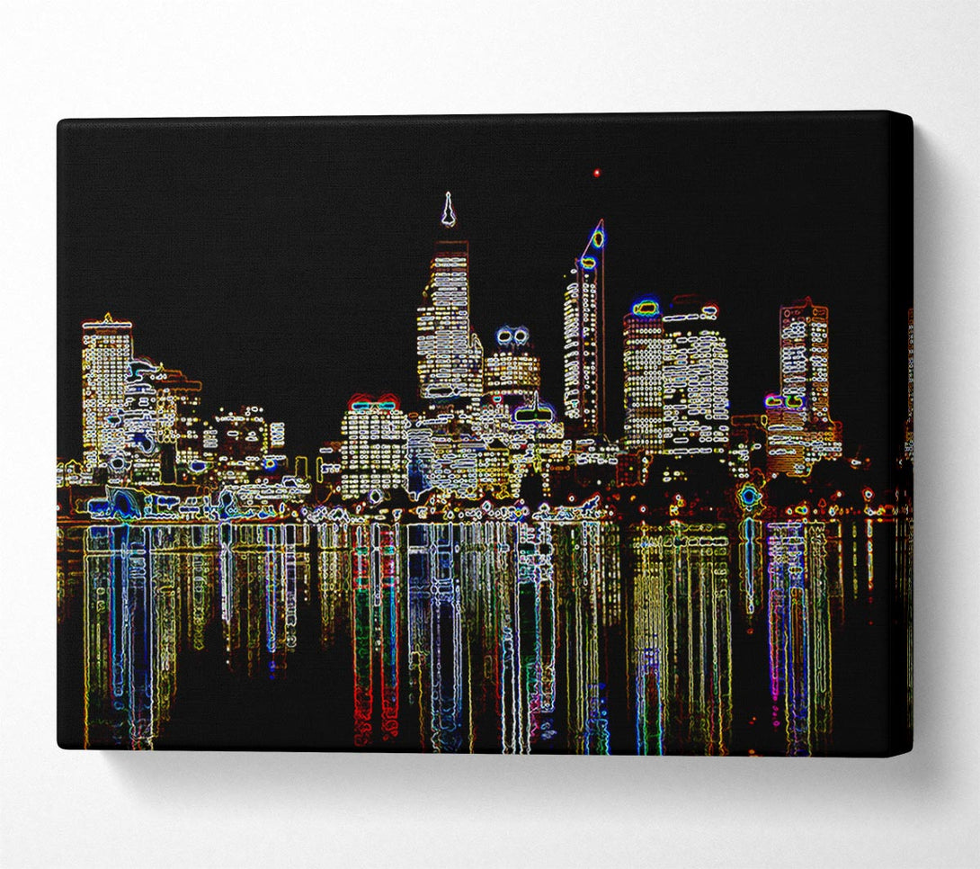  A Canvas Print of New York Harbour Reflections Black Canvas Print