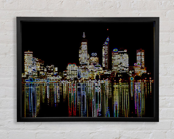 New York Harbour Reflections Black Framed Print