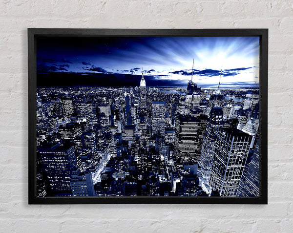 New York In Blue Framed Print