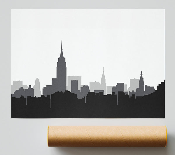 New York Silhouette B N W Print