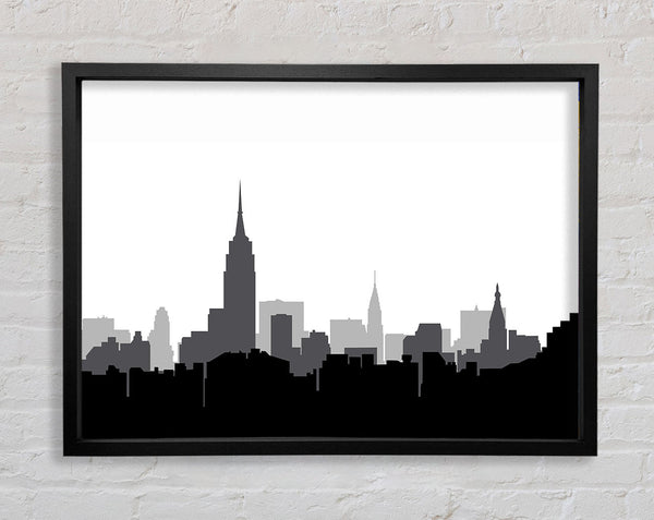 New York Silhouette B n W Framed Print