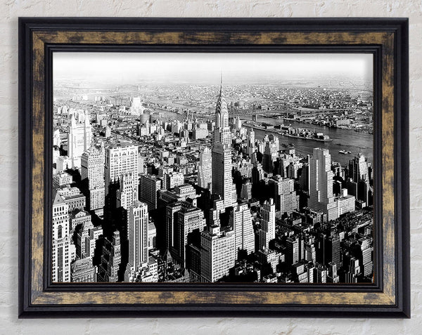 New York Retro B n W Framed Print