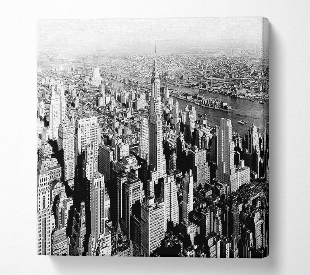  A Canvas Print of New York Retro B n W Canvas Wall Art