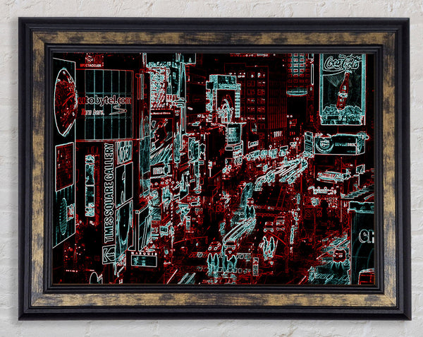 New York Rush Hour Psychedelic Framed Print