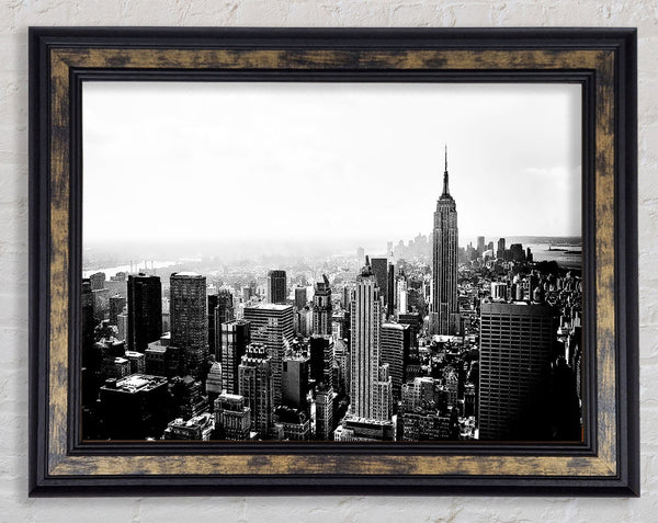 New York Empire State Skyline B n W Framed Print