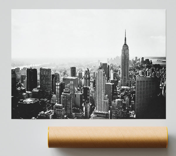 New York Empire State Skyline B N W Print