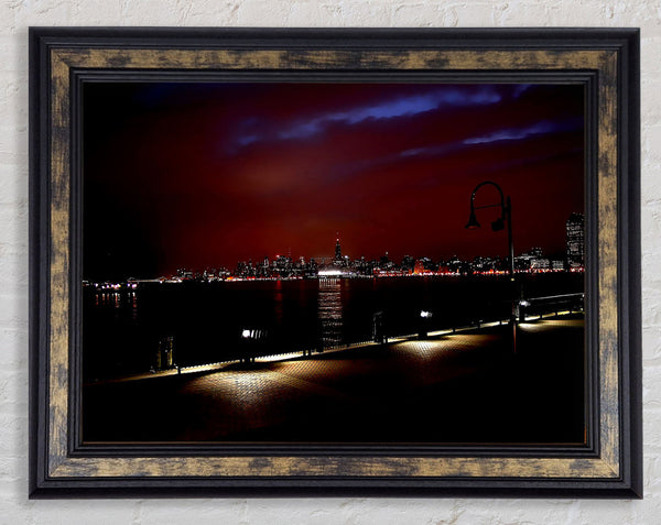 New York Skyline At Night Framed Print
