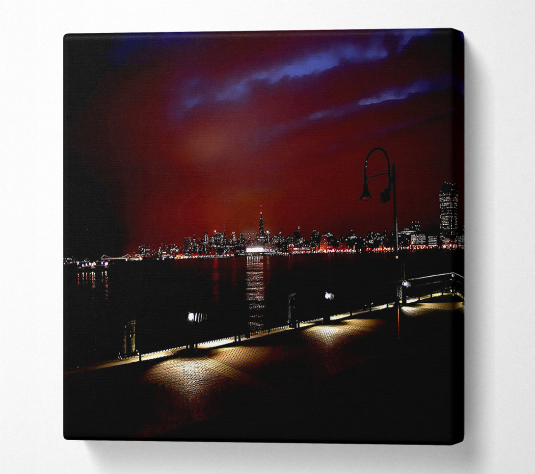  A Canvas Print of New York Skyline At Night Canvas Print