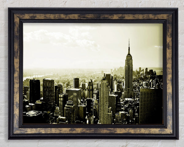 New York Skyline Sepia Framed Print