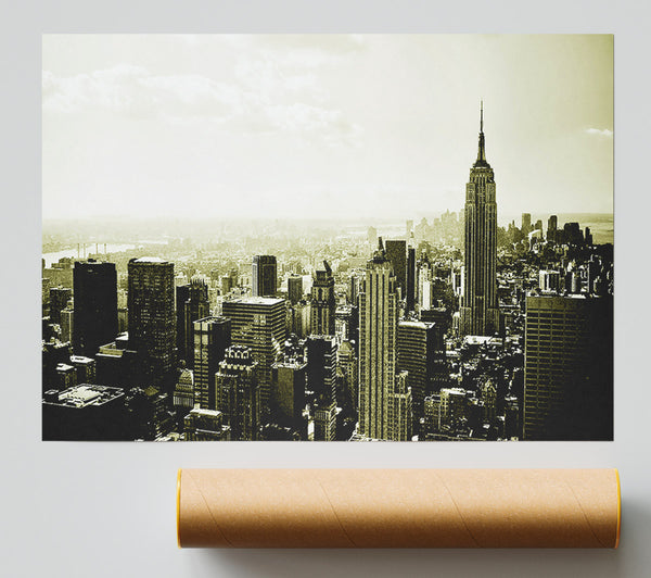 New York Skyline Sepia Poster