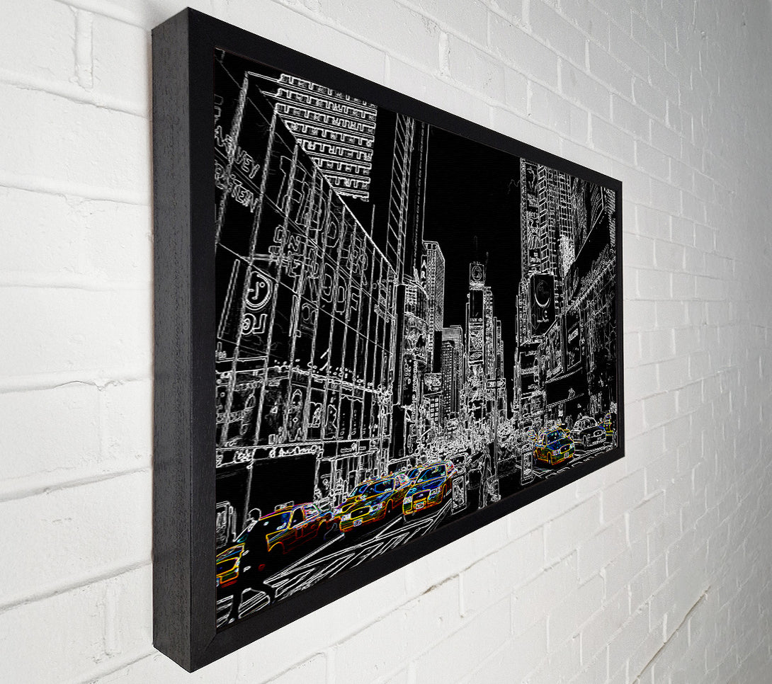  A Canvas Print of New York Street Taxi Psychedelic Canvas Wall Art
