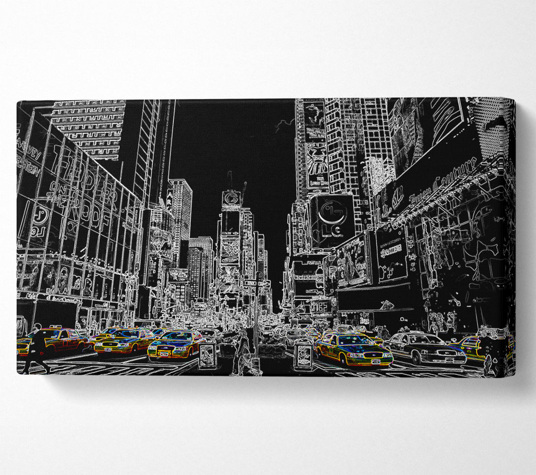  A Canvas Print of New York Street Taxi Psychedelic Canvas Wall Art