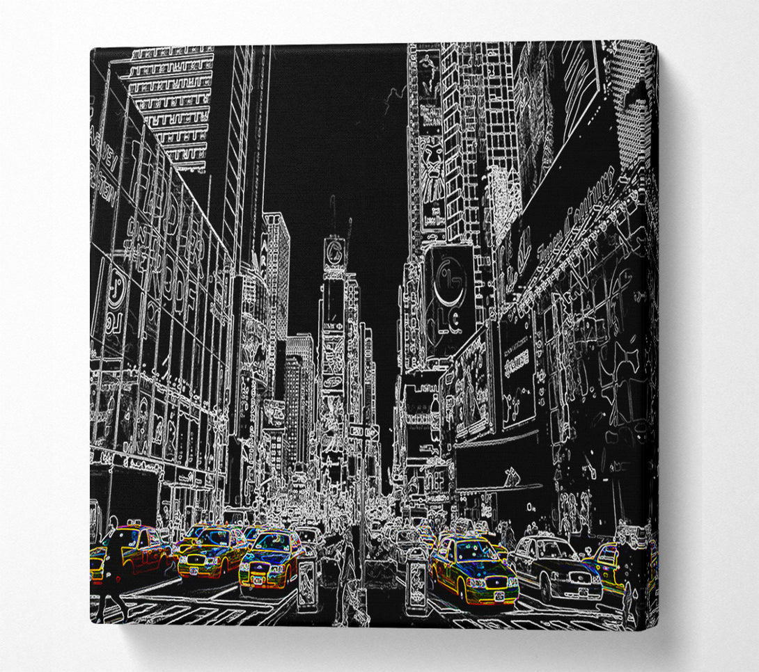  A Canvas Print of New York Street Taxi Psychedelic Canvas Wall Art