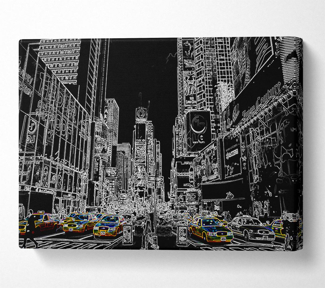  A Canvas Print of New York Street Taxi Psychedelic Canvas Wall Art