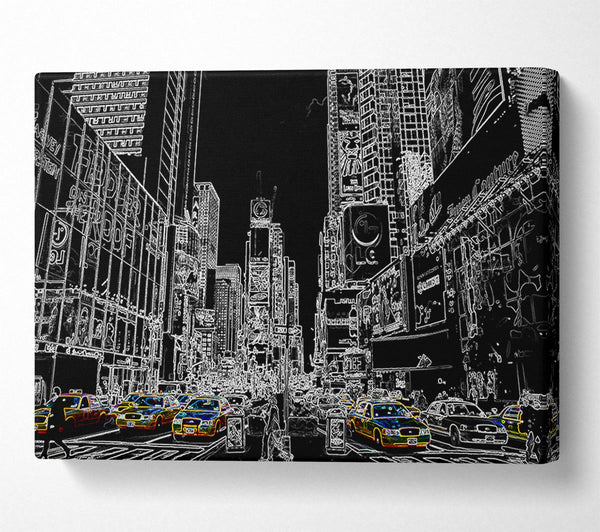  A Canvas Print of New York Street Taxi Psychedelic Canvas Wall Art