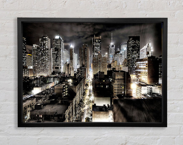 New York Streets At Night Framed Print