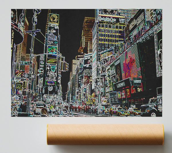 New York Times Square Psychedelic Giclee Print