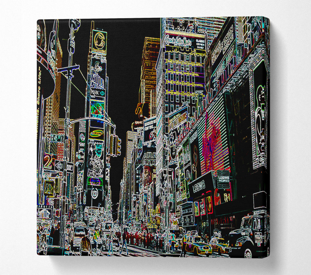  A Canvas Print of New York Times Square Psychedelic Canvas Print