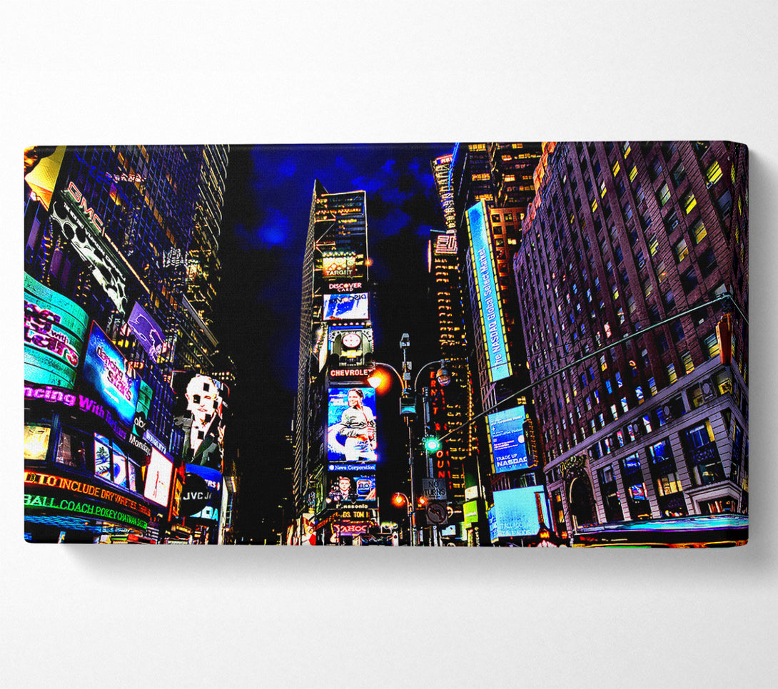  A Canvas Print of New York Times Square Blue Skys At Night Canvas Print