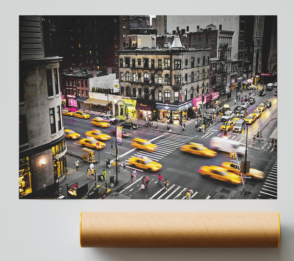 New York Yellow Cab Mayhem Print