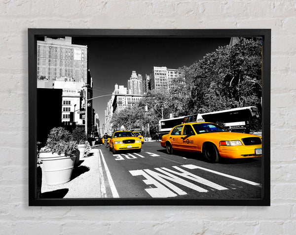 New York Yellow Taxi Drive Framed Print