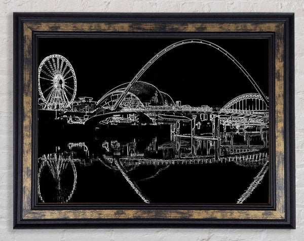 Gateshead Newcastle Millennium Bridge Psychedelic Framed Print