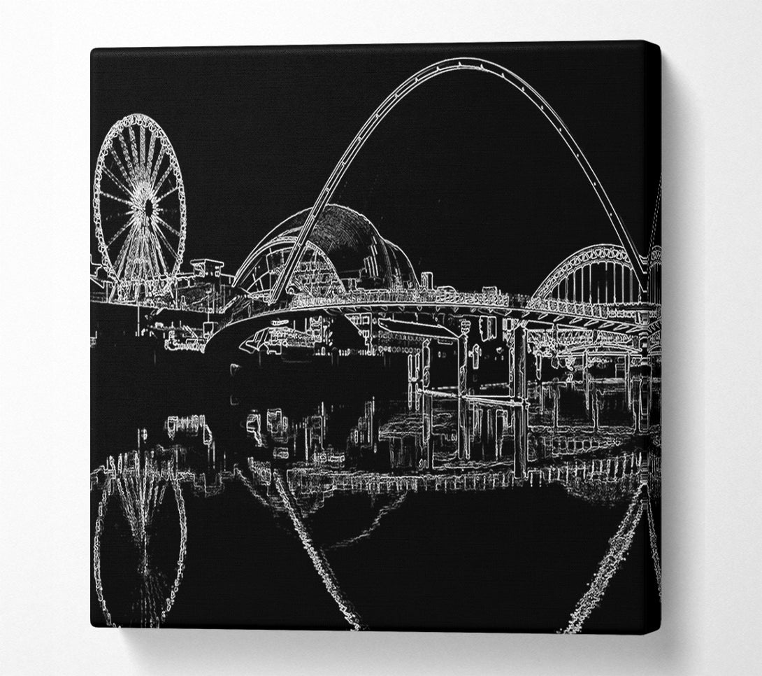  A Canvas Print of Gateshead Newcastle Millennium Bridge Psychedelic Canvas Art