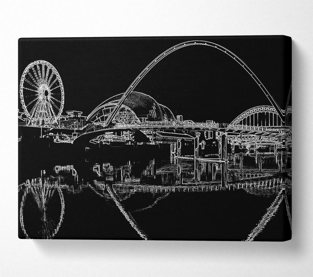  A Canvas Print of Gateshead Newcastle Millennium Bridge Psychedelic Canvas Art