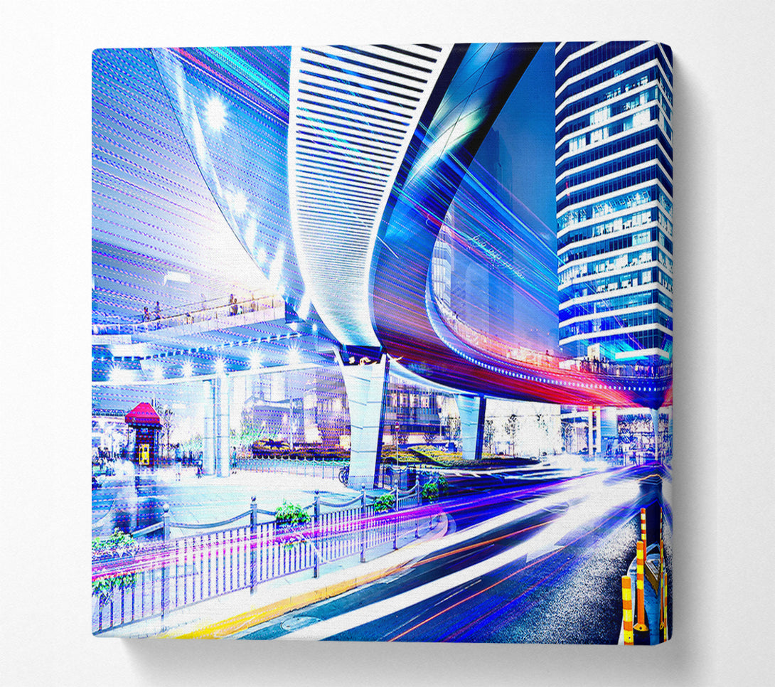  A Canvas Print of Night Urban Traffic Canvas Print