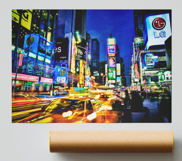 Nyc 5Th Avenue Taxi Blur Giclee Print