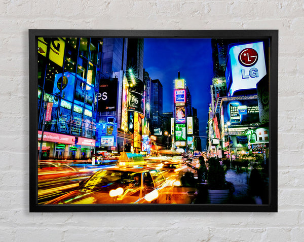 Nyc 5Th Avenue Taxi Blur Framed Print