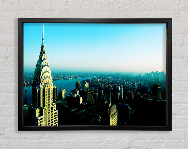 Nyc Empire State Blue Framed Print