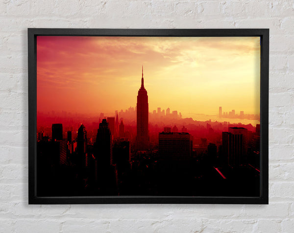 Nyc Empire State Building At Sunset Framed Print