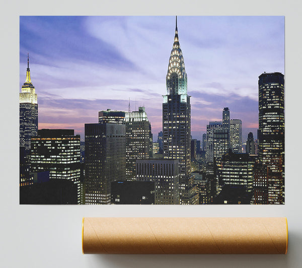 Nyc Empire State Building Lilac Sky Poster