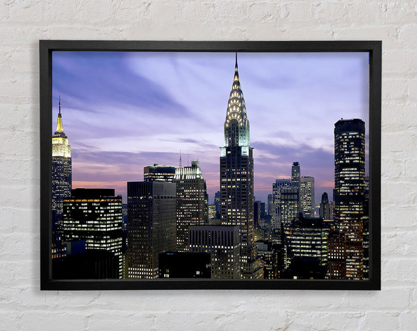 NYC Empire State Building Lilac Sky Framed Print