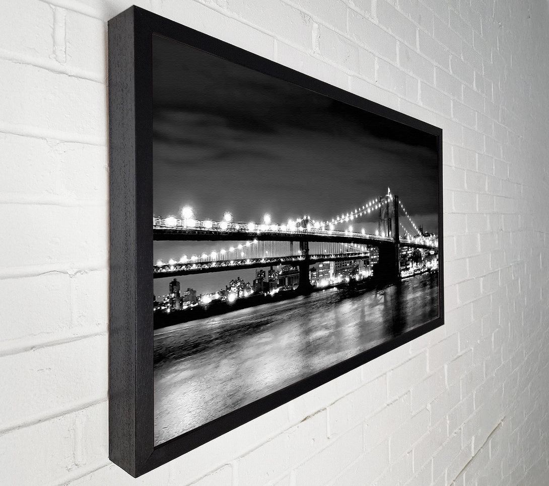  A Canvas Print of NYC Night Bridge B n W Canvas Print