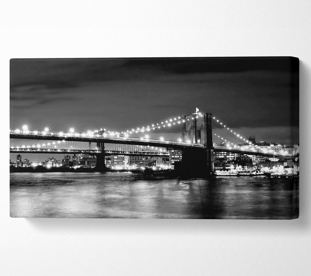  A Canvas Print of NYC Night Bridge B n W Canvas Print
