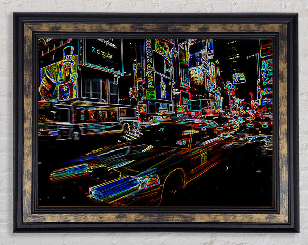 NYC Taxi Psychedelic Framed Print