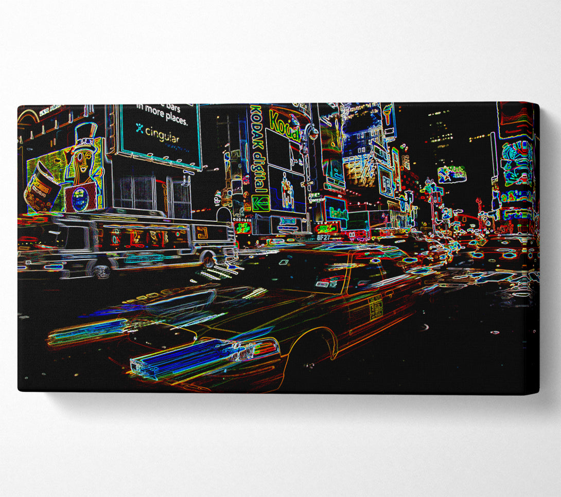  A Canvas Print of NYC Taxi Psychedelic Canvas Wall Art