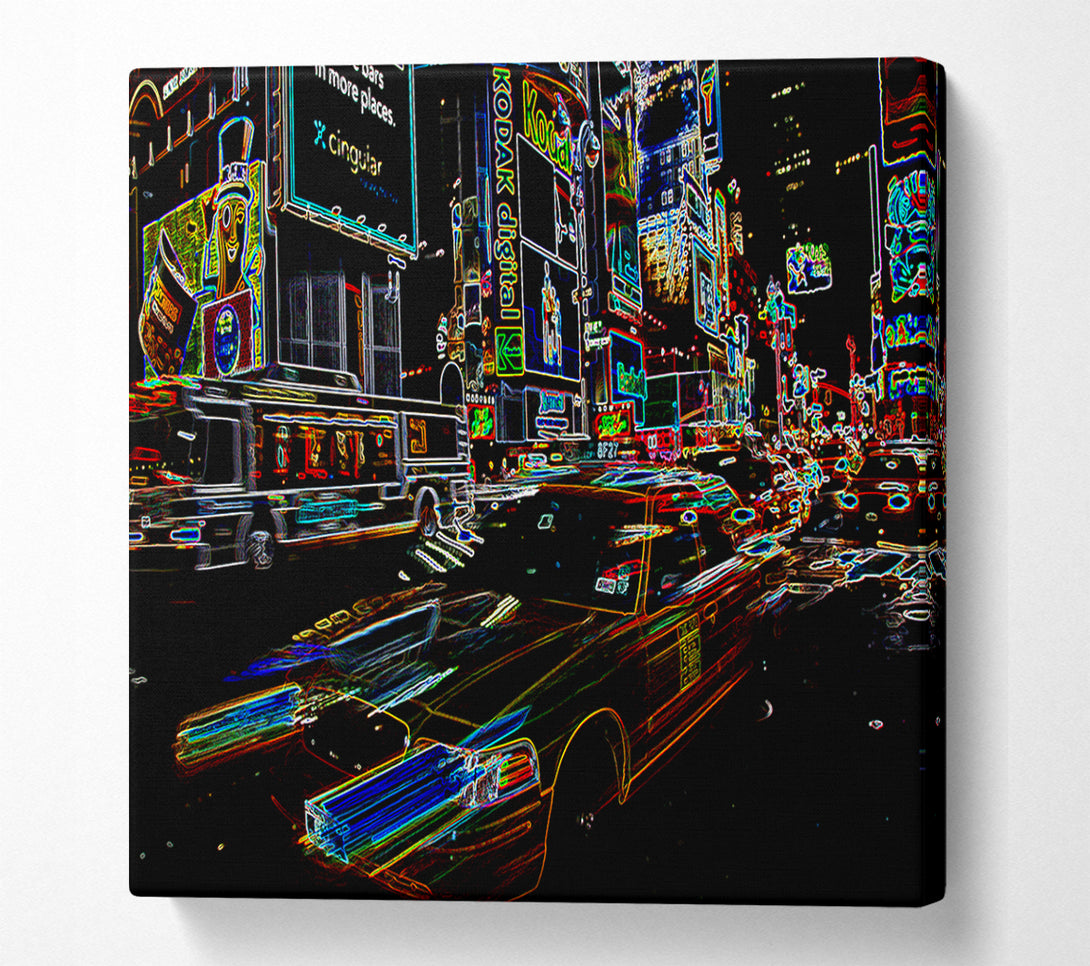  A Canvas Print of NYC Taxi Psychedelic Canvas Wall Art
