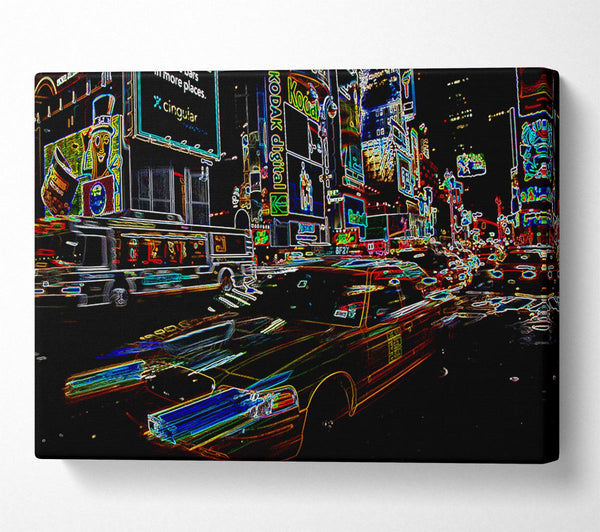  A Canvas Print of NYC Taxi Psychedelic Canvas Wall Art