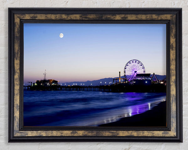 Ocean Pier Moonlight Framed Print
