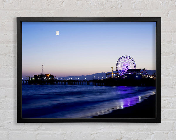 Ocean Pier Moonlight Framed Print