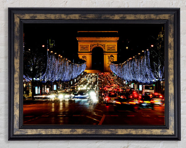 Paris Arc De Triomphe Night Lights Framed Print