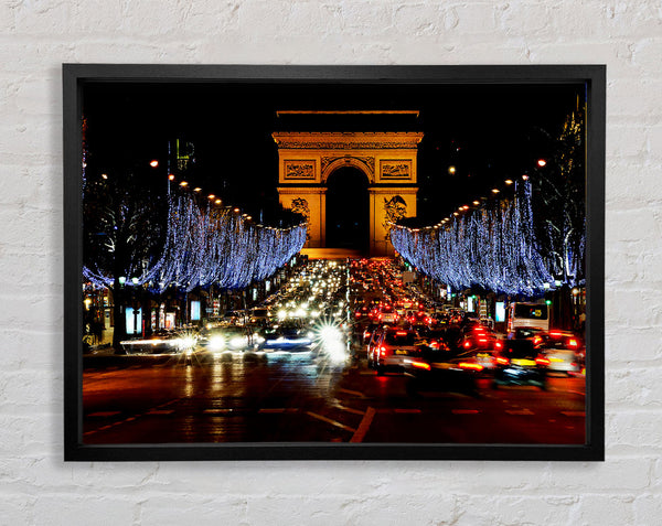 Paris Arc De Triomphe Night Lights Framed Print